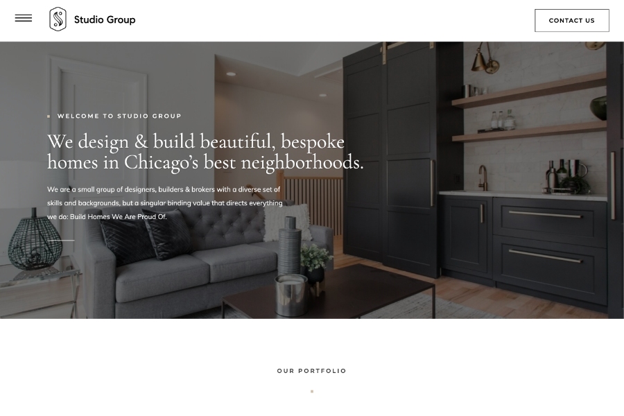 studio realty group - bespoke chicago homes website